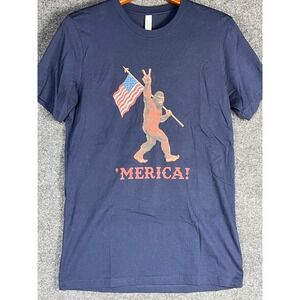 Canvas Bella+Canvas 'Merica Bigfoot American‎ Flag Patriotic T Shirt Mens Med